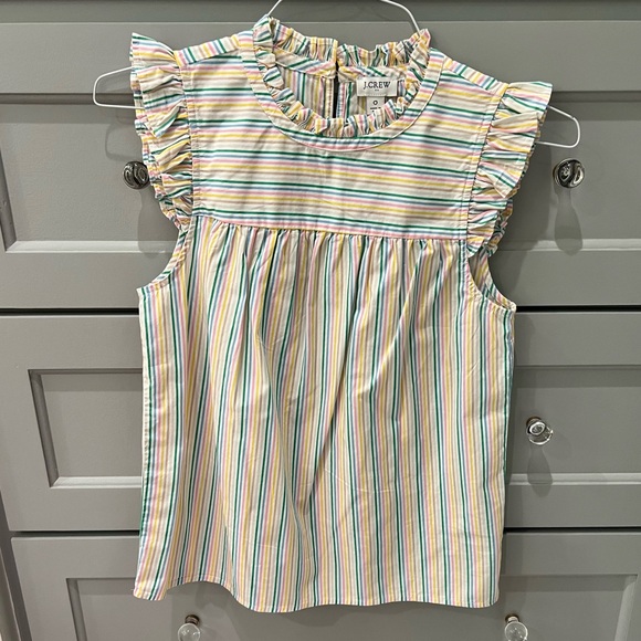 JCrew Ruffleneck shirred top in cotton poplin - Picture 3 of 5